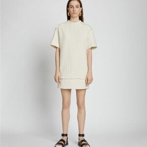 Proenza Schouler Short Sleeve Boucle Tweed mini Dress White 0 2 4 NWT